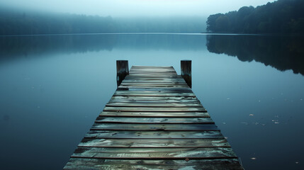 pier on the lake - obrazy, fototapety, plakaty