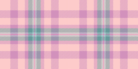 Straight fabric pattern plaid, shabby vector textile texture. Craft tartan background seamless check in light and pink colors.