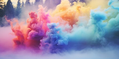 Colorful Smokes Floating in Air - obrazy, fototapety, plakaty