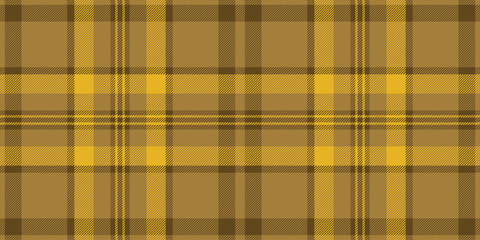 Horizontal plaid background fabric, chic texture tartan vector. Ireland textile pattern seamless check in amber color.