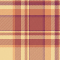 Decorative vector texture check, commerce tartan background plaid. Colourful textile pattern seamless fabric in red and amber colors.