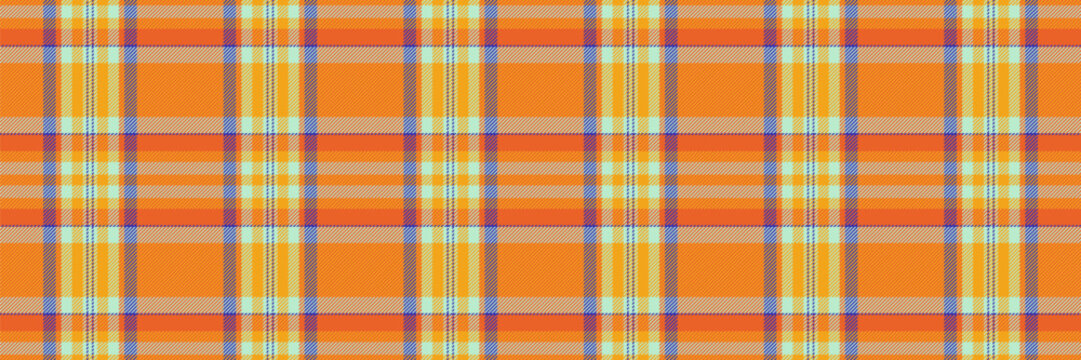 Attire vector seamless background, towel textile tartan plaid. Graphic pattern check fabric texture in orange and amber colors.
