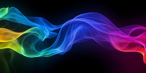 Multicolored Wave of Smoke on Black Background