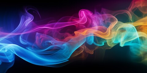 Vibrant Colorful Smokes on Black Background - obrazy, fototapety, plakaty