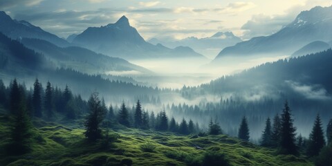 Foggy Mountain Landscape
