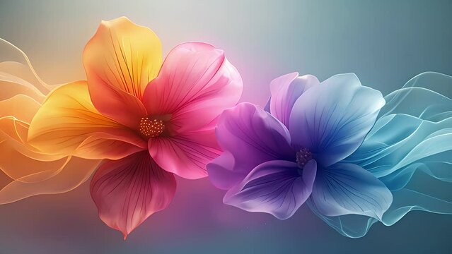 Beautiful abstract colorful flower design. Created with generative AI.