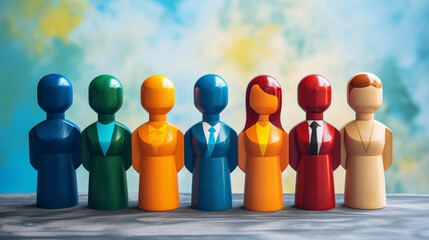 Colorful Wooden Figures Representing Diversity

