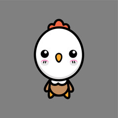 Cute White Chicken Vector for Children's Learning
