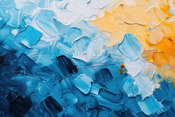 Abstract background of brush strokes with blue and golden tints
