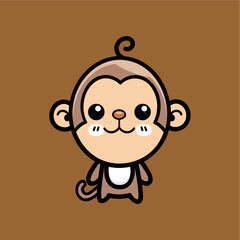 Cute Brown Monkey Vector for Children's Learning
