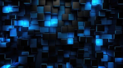 Futuristic Polygonal Background in Black and Blue