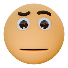 face with raised eyebrow 3d emoji illustration