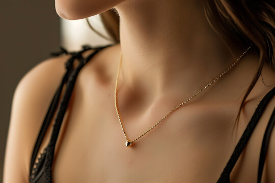 Close Up of Woman Wearing Necklace