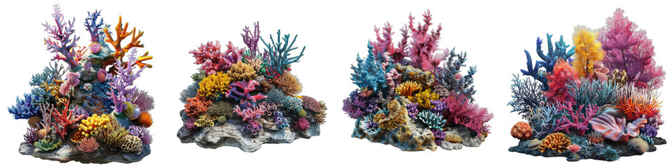  Seabed with colorful coral formations  Hyperrealistic Highly Detailed Isolated On Transparent Background Png File