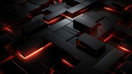 Futuristic Black Design with Radiant Red Lines