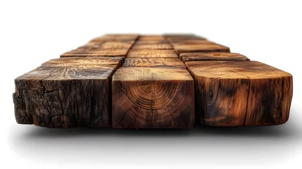 Poster Wooden tree log trunk stump wood on transparent background. © lunaw