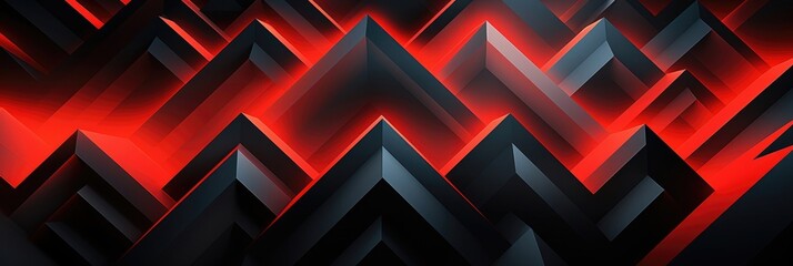 Futuristic Neon Red and Black Geometric Shapes Background