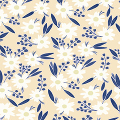 Fototapeta na wymiar Pattern flower floral spring blossom illustration vector fabric textile design leaf leaves