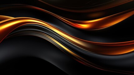 Elegant Black Background with Gold Wave Design
