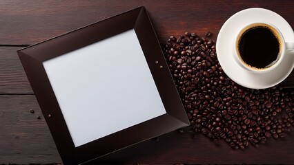 Obraz na płótnie Canvas coffee cup mockup design, coffee cup mockup on coffee beans, hot coffee background, blank coffee cup mockups, paper coffee bags