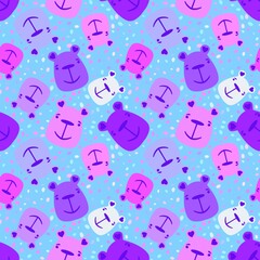 Cartoon animals seamless bears pattern for wrapping paper and fabrics and linens and kids clothes print