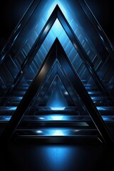 Obraz premium Futuristic Black Geometric Background with Glowing Blue Lines