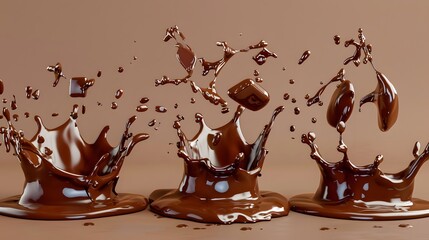 Set of chocolate splashes, cut out
