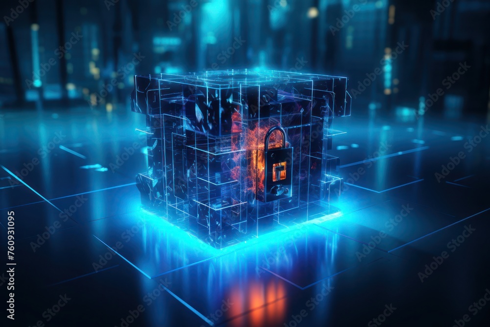 Poster secure cube with lock on top generative ai