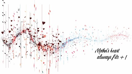 Abstract art heart pulse with mother's love quote