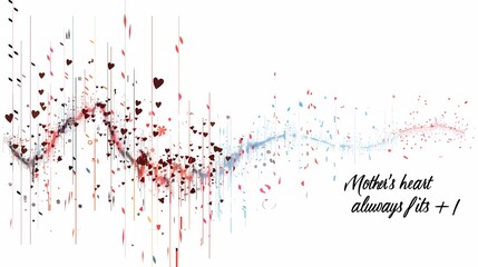 Abstract art heart pulse with mother's love quote