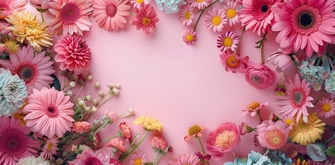 flowers decor on a pink background