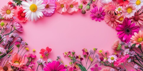 flowers decor on a pink background