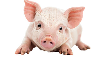 Cute baby piglet isolated on a white background as transparent PNG, farm animal