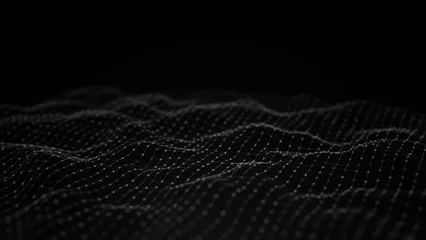 Fototapete Fraktale Wellen Abstract flowing smooth surface fractal waves background. Grid, mesh of dots.