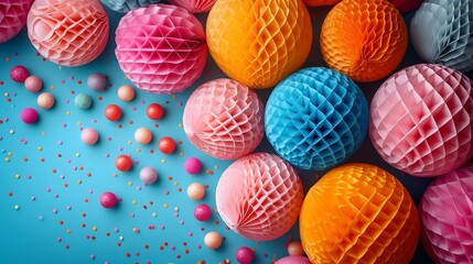 Background of colorful painted Easter eggs, stacked in an image with depth for children's games during Holy Week