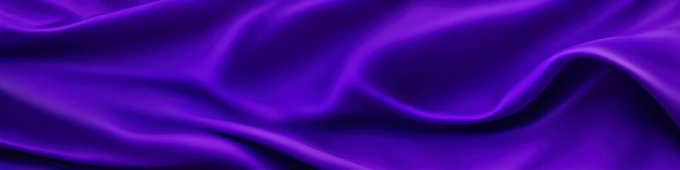 Purple panoramic silk background with blurred satin wavy texture.	