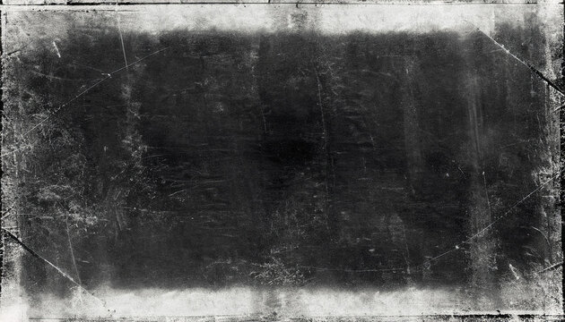Grunge scratched background, old distressed scary texture with black frame, old film effect; empty place for your design