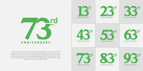 Set of Anniversary Logotype with swoosh, green color can be use for special day celebration