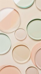 Glamorous Pastel Disks with Glitter on Cream Background, Perfect for Luxury Beauty Concepts