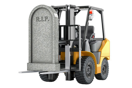 Pallet jack with Tombstone, 3D rendering isolated on transparent background