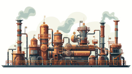 Industrial steampunk factory with pipes gears and m - obrazy, fototapety, plakaty