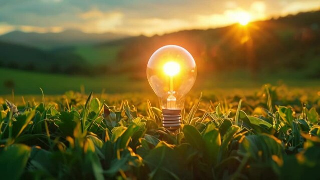 lightbulb in a farming agricultural field green energy and environment concept Generative AI