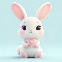 Fototapeta premium Cute cartoon bunny kawaii style - generated by ai
