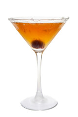 Bourbon Manhattan over a white background