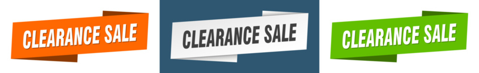 clearance sale banner. clearance sale ribbon label sign set