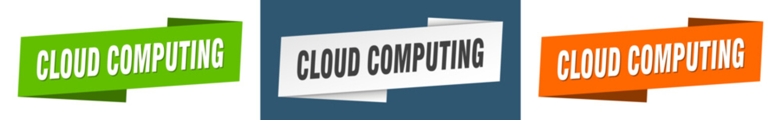 cloud computing banner. cloud computing ribbon label sign set