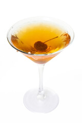 Bourbon Manhattan over a white background
