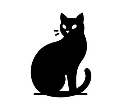 Black cat simple minimal vector illustration graphic