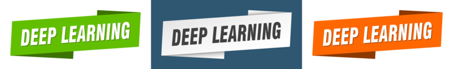 deep learning banner. deep learning ribbon label sign set