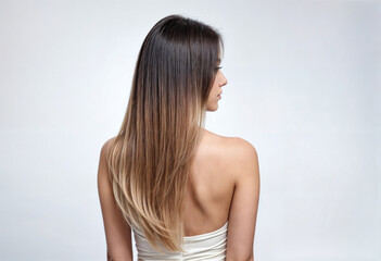 Fototapeta premium Natural-Looking Balayage on Long Wavy Hair with Brown to Blonde Shades